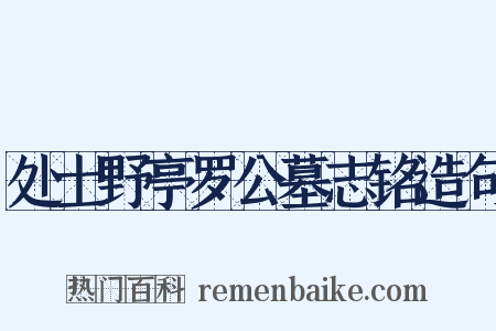 处士野亭罗公墓志铭造句是什么意思的图片